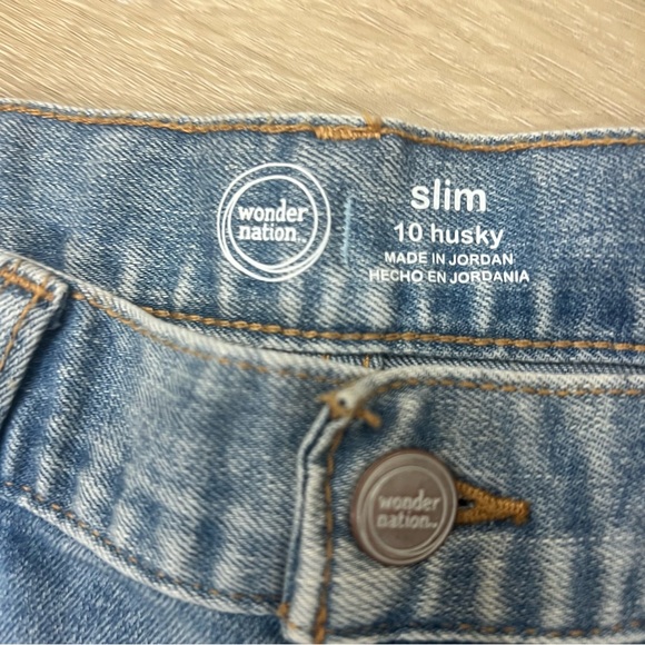 Wonder Nation Boys Slim Knit Stretch Denim Jeans Adjustable Waist, 10 Husky - Picture 6 of 8